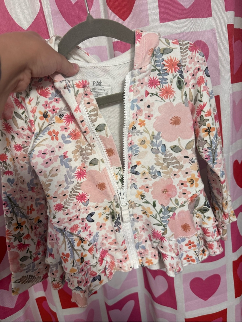 Floral Zip-Up Hoodie - Pink & Pastel Flowers